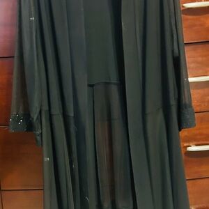 Elegant Black dress & jacket with sheer sleeves. 2X. Ideal for evening wear.